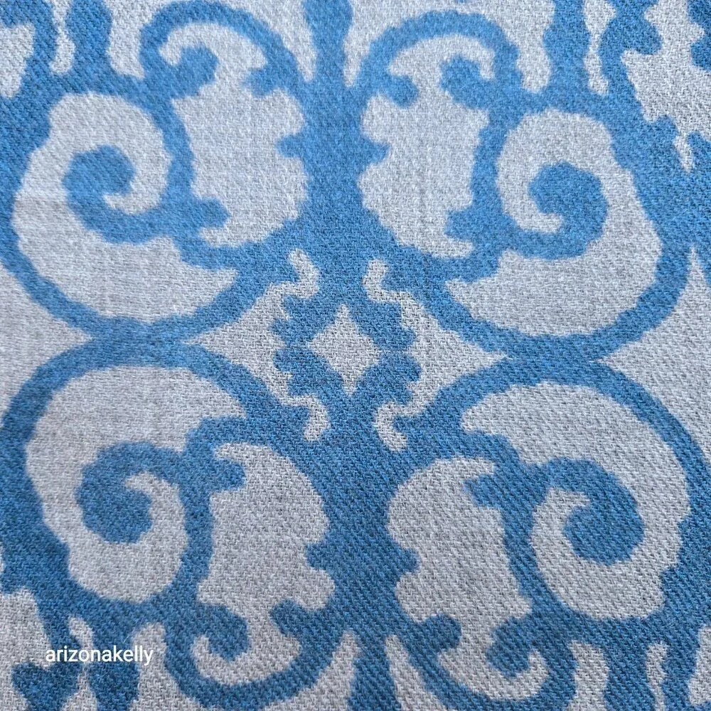 Lightweight Wool Scarf Blue Grey Black